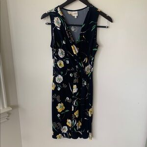 Kaileigh Blue Sheath Midi Dress V-Neck sleeveless summer